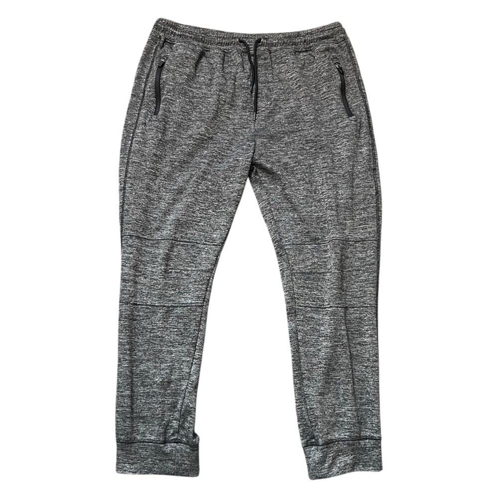 Burnside Charcoal Athletic Joggers Zipper Pockets Tapered Sweatpants - L